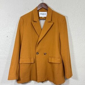 FRNCH Paris Blazer XS Gold Mustard Gauzy 100% Cotton Unstructured Luxury F11815